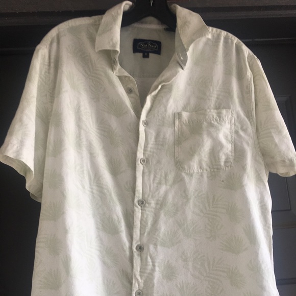 Nat Nast Tropical Leaf Design Button Down Shirt - Picture 1 of 8